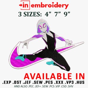 Swoosh x Gwen Spider-Man Embroidery Design 3 Sizes