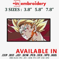 Goku Super Saiyan Embroidery Design 3 Sizes