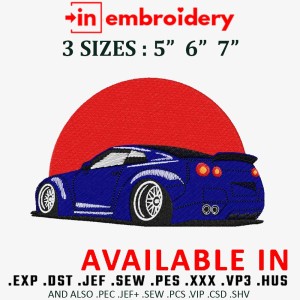 GTR Car Embroidery Design 3 Sizes