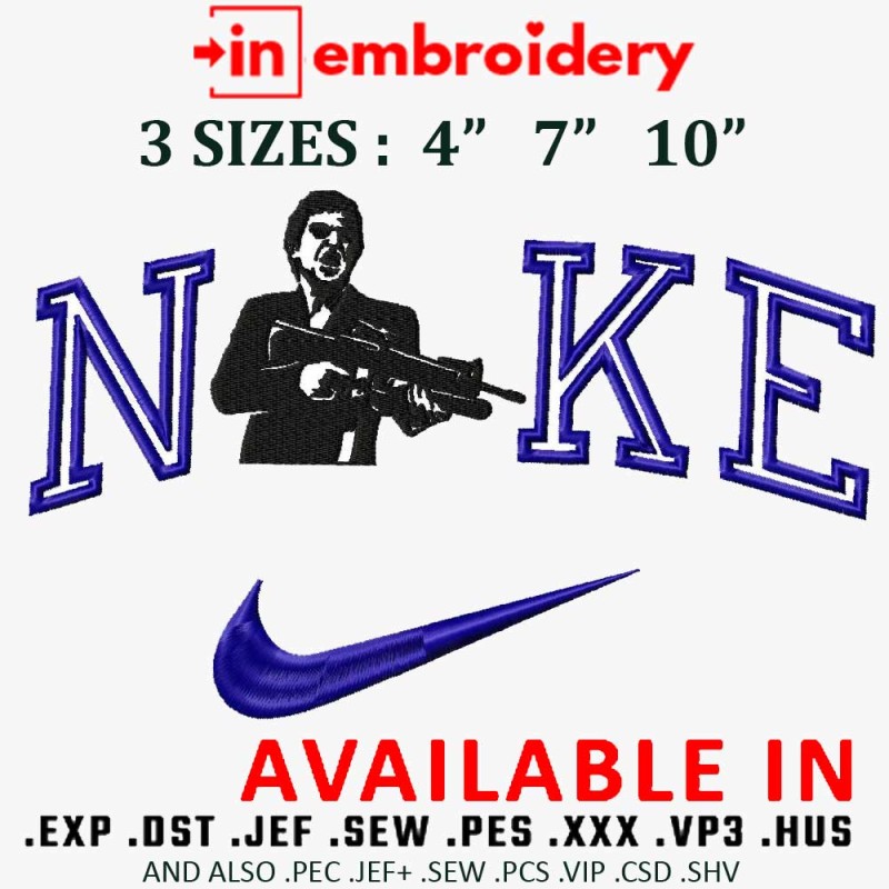 Gunman Scarface Embroidery Design 3 Sizes
