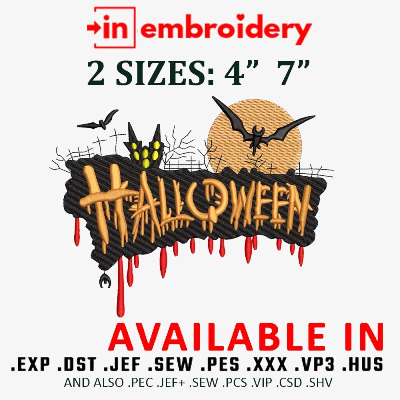 Halloween Banner Darkness Embroidery Design 2 Sizes
