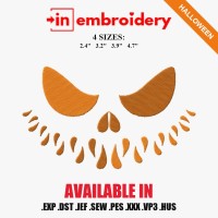 Angry Pumpkin Face Halloween Embroidery Design – 4 Sizes