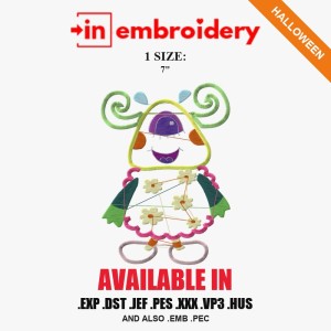 Cute One-Eyed Monster Halloween Embroidery Design – 1 Size Cute One-Eyed Monster Halloween Embroidery Design – 1 Size