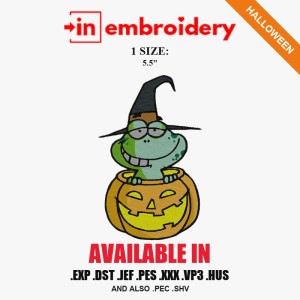 Frog in a Pumpkin Halloween Embroidery Design – 1 Size Frog in a Pumpkin Halloween Embroidery Design – 1 Size