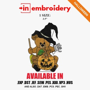 Halloween Bear with Pumpkin Embroidery Design – 1 Size Halloween Bear with Pumpkin Embroidery Design – 1 Size