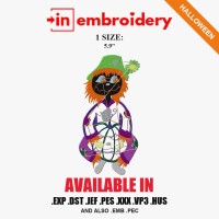 Patchwork Scarecrow Halloween Embroidery Design – 1 Size