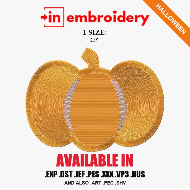 Plain Pumpkin Halloween Embroidery Design – 1 Size
