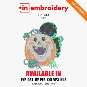 Pumpkin and Ghost Halloween Embroidery Design – 1 Size Pumpkin and Ghost Halloween Embroidery Design – 1 Size