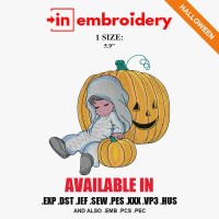 Pumpkin Baby Halloween Embroidery Design – 1 Size