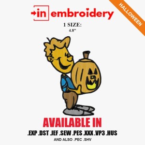 Pumpkin Head Kid Halloween Embroidery Design – 1 Size Pumpkin Head Kid Halloween Embroidery Design – 1 Size
