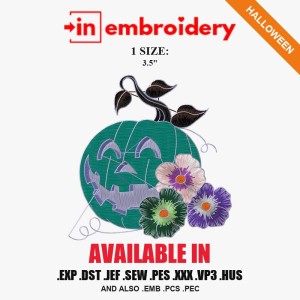Pumpkin with Roses Halloween Embroidery Design – 1 Size Pumpkin with Roses Halloween Embroidery Design – 1 Size