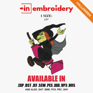 Vacuum Witch Halloween Embroidery Design – 1 Size Vacuum Witch Halloween Embroidery Design – 1 Size