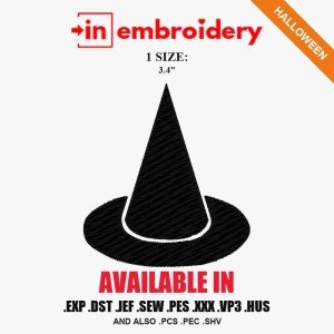 Witch Hat Halloween Embroidery Design – 1 Size Witch Hat Halloween Embroidery Design – 1 Size