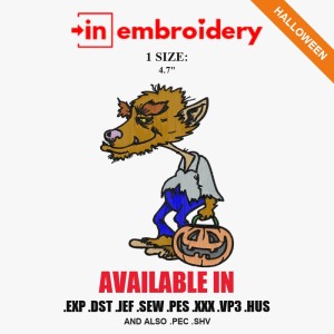 Wolfman Halloween Embroidery Design – 1 Size Wolfman Halloween Embroidery Design – 1 Size