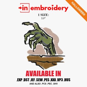 Zombie Hand Halloween Embroidery Design – 1 Size Zombie Hand Halloween Embroidery Design – 1 Size