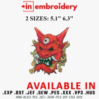 Hannya Oni Mask Japanese Embroidery Design 2 Sizes