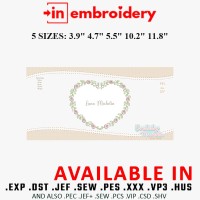 Heart Embroidery Design 5 Sizes