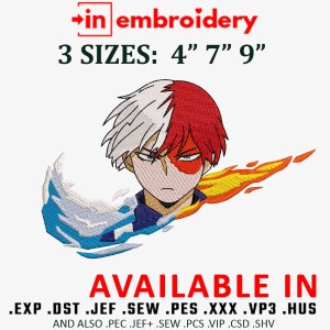 Swoosh Shouto Todoroki Embroidery Design 3 Sizes