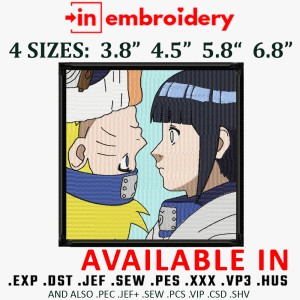 Naruto and Hinata Embroidery Design 4 Sizes