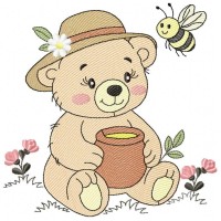 Honey Bear Embroidery Design 8 Sizes Free Download