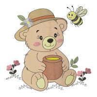 Honey Bear Embroidery Design 8 Sizes Free Download