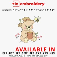Honey Bears Embroidery Designs 8 Sizes