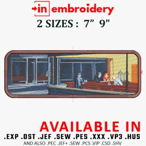 Edward Hopper - Nighthawks Embroidery Design 2 Sizes