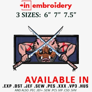 Inosuke Swords Embroidery Design 3 Sizes
