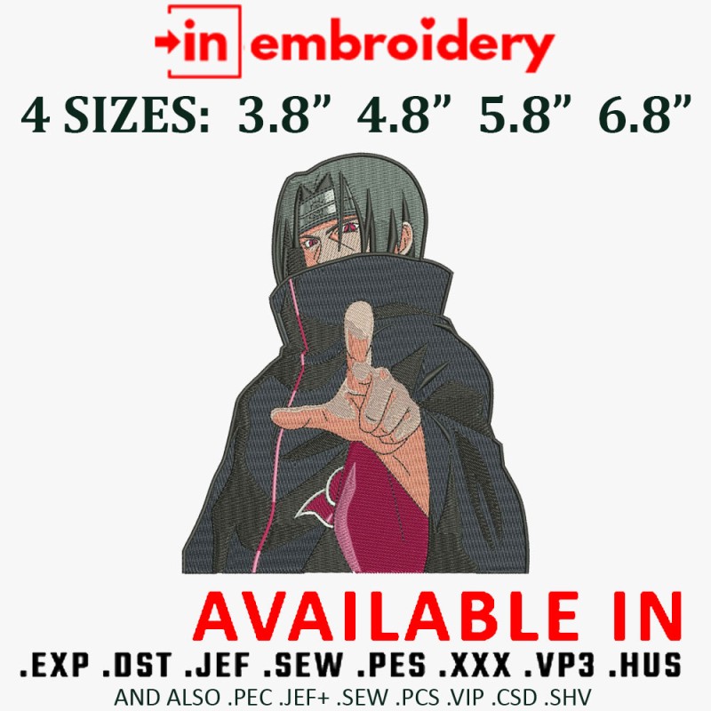 Itachi finger Embroidery Design 4 Sizes