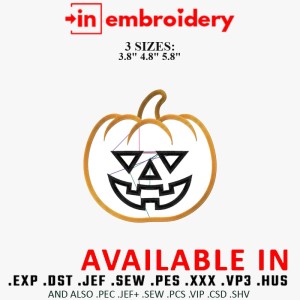Jack O Lantern Pumpkin Halloween Embroidery Design 3 Sizes Jack O Lantern Pumpkin Halloween Embroidery Design 3 Sizes