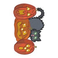Jack O Lantern Pumpkins and Black Cat Embroidery Design – 1 Size