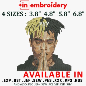 XXXTentacion jahsen dwayne Rapper Embroidery Design 4 Sizes