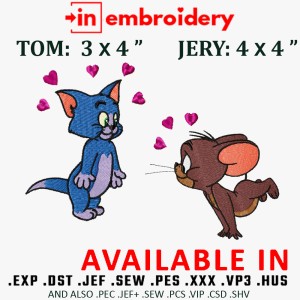Tom and Mouse love Embroidery Design