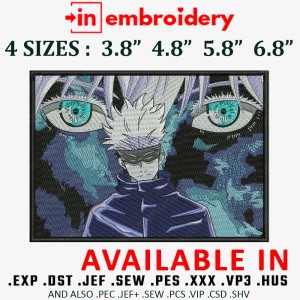 Jujutsu Kaisen Blue Eyes Embroidery Design 4 Sizes