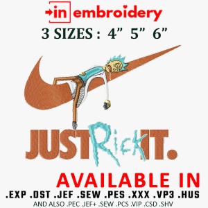 Just Rick it Swoosh Embroidery Design 3 Sizes