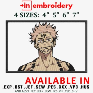 Jujutsu Kaisen Frame Embroidery Design 4 Sizes