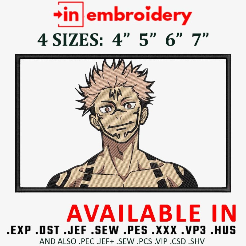 Jujutsu Kaisen Frame Embroidery Design 4 Sizes