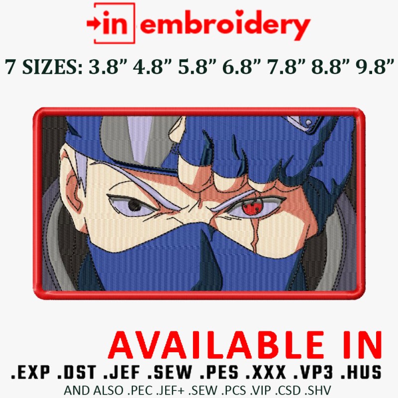 Kakashi Angry Mask Embroidery Design 7 Sizes