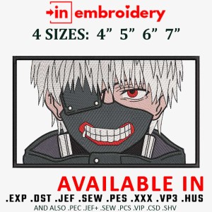 Ken Kaneki Embroidery Design 4 Sizes