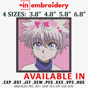 Killua Cute Boy Rectangle Embroidery Design 4 Sizes