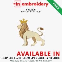 King Lion Embroidery Design 5 Sizes Free Download