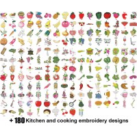 +180 Kitchen and Cooking Embroidery Designs Collection