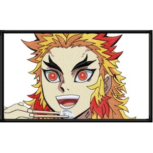 Rengoku Eating Frame Anime Embroidery Design 4 Sizes