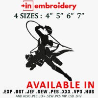 LEVI ACKERMAN AOT Anime Embroidery Design 4 Sizes