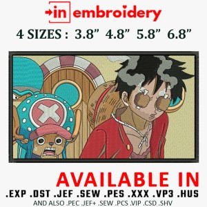 Monkey D Luffy x Chopper Box Embroidery Design 4 Sizes