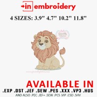 Lion Embroidery Design 4 Sizes