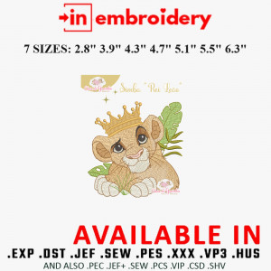 Lion King Majesty Embroidery Designs 7 Sizes