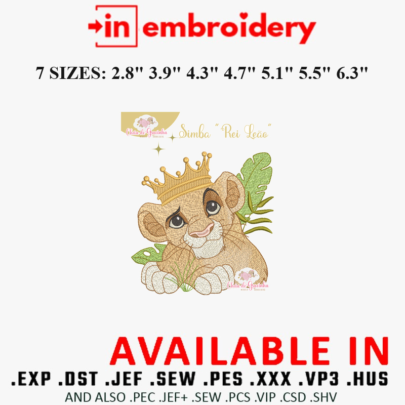 Lion King Majesty Embroidery Designs 7 Sizes