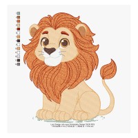 Lion Orange Cute Eyes Embroidery Design 4 Sizes