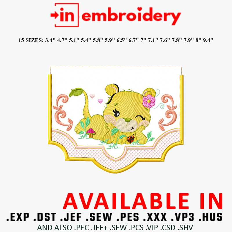 Lioness Charms Embroidery Designs 15 Sizes